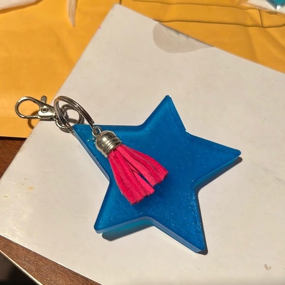 Accessories - Blue turquoise glitter keychain resin NWT keys Christmas stocking gift